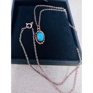 Vintage Bell Trading Post Copper Turquoise Pendant Necklace Southwestern Boho